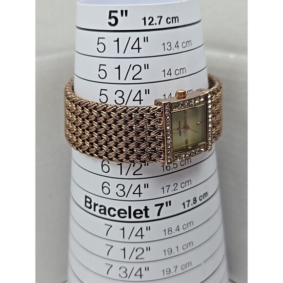 Anne Klein Rose Gold Mesh Crystal Bezel Mother Of Pearl Dial Watch New Battery - Picture 6 of 9